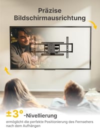 Suport TV de perete monTEK HW1242BK complet mobil, pentru ecrane de 43-95 inchi, până la 60 kg, pivotant, înclinabil, braț dublu, negru, VESA 800 x 400 mm 3