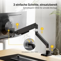 monTEK MA1007BK HeavyDuty držiak na monitor pre 17-45 palcové ultrawide monitory, 1-16 kg, VESA 75/100, sklopný, otočný, čierny 4