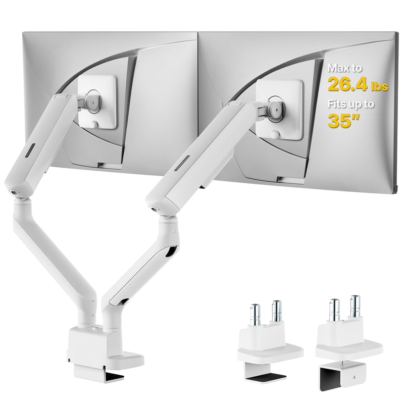 monTEK MA1011WH-D Držiak na dva monitory, pre 17-35" obrazovky, otočný o 360°, VESA 75/100, biely, max. 11 kg