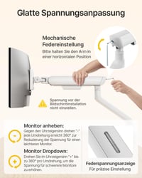 monTEK MA1011WH-D Držiak na dva monitory, pre 17-35" obrazovky, otočný o 360°, VESA 75/100, biely, max. 11 kg 3