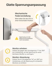 Držiak na monitor monTEK pre obrazovky s uhlopriečkou 17 – 40 palcov, max. 12 kg, biely – nastaviteľné stolové rameno na monitor s upevnením 8