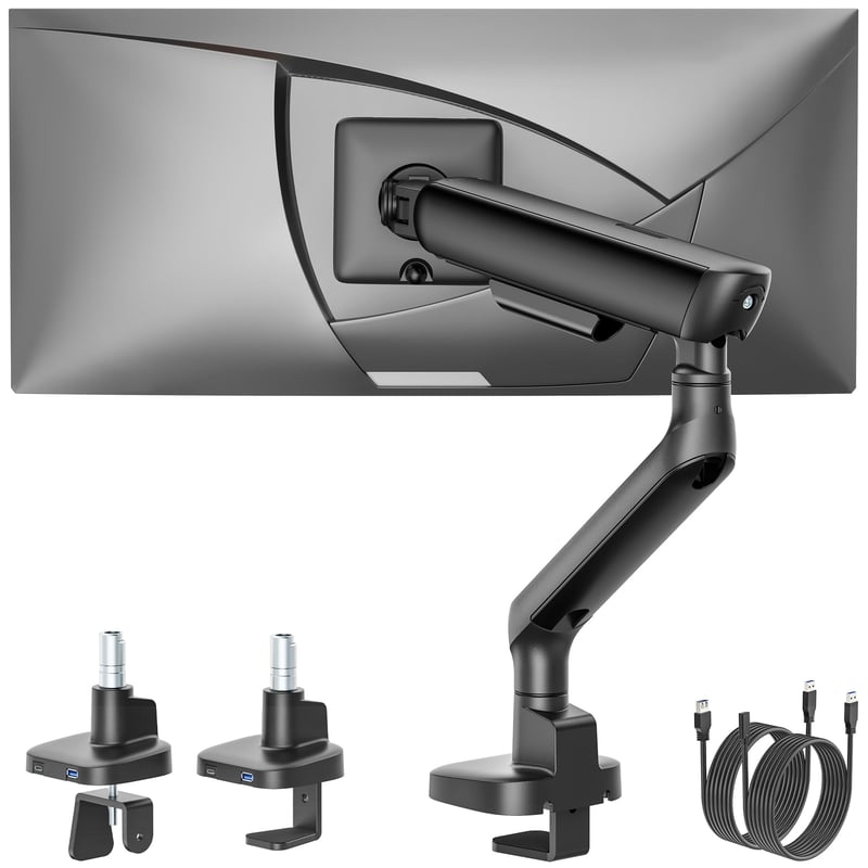 Držiak na monitor monTEK, čierny, 17-40 palcov, max. 12 kg, stolové rameno na monitor, nastaviteľný stojan na monitor