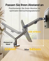 monTEK Držiak na monitor pre obrazovky s uhlopriečkou 17 – 40 palcov, nosnosť max. 11 kg, tmavosivý, stolový stojan na monitor 5