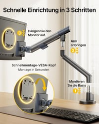 monTEK Držiak na monitor pre obrazovky s uhlopriečkou 17 – 40 palcov, nosnosť max. 11 kg, tmavosivý, stolový stojan na monitor 6