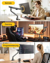 monTEK Držiak na monitor pre obrazovky s uhlopriečkou 17 – 40 palcov, nosnosť max. 11 kg, tmavosivý, stolový stojan na monitor 9