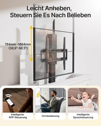 Suport motorizat pentru televizor monTEK pentru televizoare de 37-65 inchi cu consolă, Tuya, telecomandă radio, control vocal, înălțime reglabilă, 60 kg, VESA 600x400 2