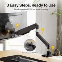 monTEK Egykaros Monitor Tartó Kar Max 45 Colos Ultrawide Képernyőkhöz, 16 kg Teherbírás, USB Nélkül, Fekete 4