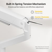 monTEK Egyes Monitor Kar Max 45 Colos Ultrawide Képernyőkhöz, 16 kg Teherbírás, USB Nélkül, Fehér 6