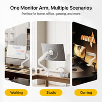 monTEK Egyes Monitor Kar Max 45 Colos Ultrawide Képernyőkhöz, 16 kg Teherbírás, USB Nélkül, Fehér 9