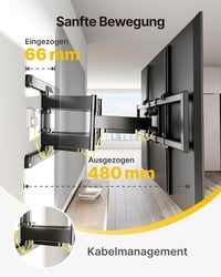 Suport de perete pentru televizor monTEK complet mobil, pentru televizoare de 43-100 inchi, înclinabil și rotativ, compatibilitate extinsă 6