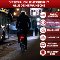MONTOP LED kerékpár hátsó lámpa dinamós reflektor StVZO tanúsított 2