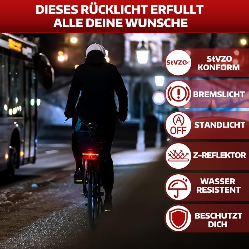 MONTOP LED kerékpár hátsó lámpa dinamós reflektor StVZO tanúsított