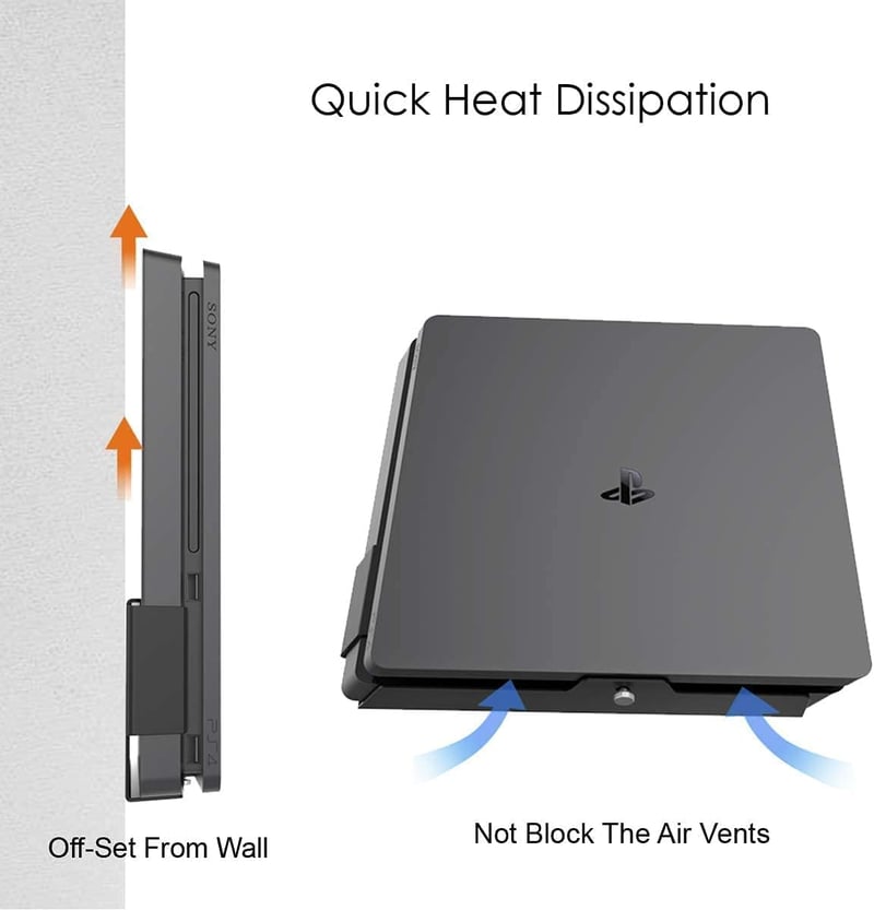 Monzlteck PS4 Slim Fali Tartó, Konzol Állvány TV Mögé vagy Mellé, Tárolás és Szervezés