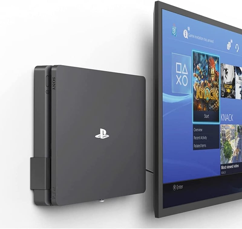 Monzlteck PS4 Slim Fali Tartó, Konzol Állvány TV Mögé vagy Mellé, Tárolás és Szervezés
