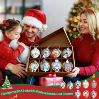 Set de decorațiuni de Crăciun MooDvsaWw, ornamente suspendate din lemn de nuc, decorațiuni din lemn pentru bradul de Crăciun, set de pandantive festive din lemn 6