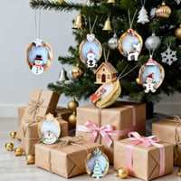 Set de decorațiuni de Crăciun MooDvsaWw, ornamente suspendate din lemn de nuc, decorațiuni din lemn pentru bradul de Crăciun, set de pandantive festive din lemn 5