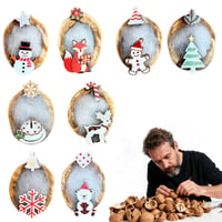 Set de decorațiuni de Crăciun MooDvsaWw, ornamente suspendate din lemn de nuc, decorațiuni din lemn pentru bradul de Crăciun, set de pandantive festive din lemn 1