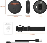 Brățară monitor puls Moofit, rezistentă la apă IP67, negru mat, senzor optic, cu suport Bluetooth și ANT+, compatibilă cu Wahoo și Strava 7