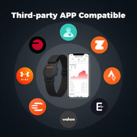 Brățară monitor puls Moofit, rezistentă la apă IP67, negru mat, senzor optic, cu suport Bluetooth și ANT+, compatibilă cu Wahoo și Strava 5