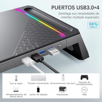 MOOJAY Gaming Monitor Tartó RGB LED-del, USB 3.0 Hub és Fiókkal 3