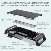 MOOJAY Gaming Monitor Tartó RGB LED-del, USB 3.0 Hub és Fiókkal 2