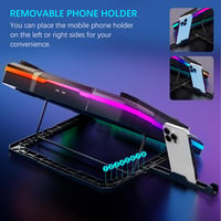 MOOJAY Laptop Hűtő – Turbo RGB Gaming Ventilátor, 8 Állítható Magasság, Telefon Tartóval, 14–19" Gépekhez (Kék) 5