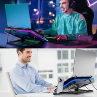 MOOJAY Laptop Hűtő – Turbo RGB Gaming Ventilátor, 8 Állítható Magasság, Telefon Tartóval, 14–19" Gépekhez (Kék) 6