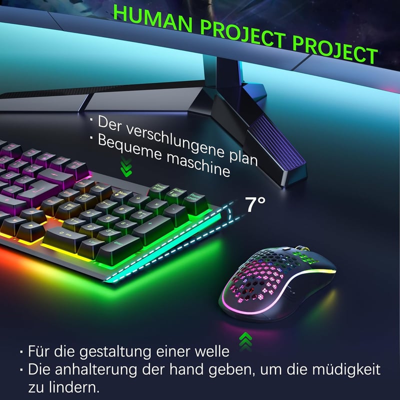 MOOJAY RGB Háttérvilágítású Vezeték Nélküli Billentyűzet és Egér Szett - Újratölthető 2.4G Gamer Kombó Ergonomikus Kialakítással PC/Laptop/W