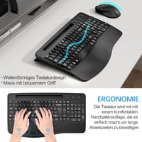 MOOJAY Wireless Ergonomikus Billentyűzet és Egér Szett, 2.4G Töltölthető, Csendes, Csukló Támasztékkal 2