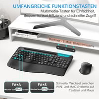 MOOJAY Wireless Ergonomikus Billentyűzet és Egér Szett, 2.4G Töltölthető, Csendes, Csukló Támasztékkal 4
