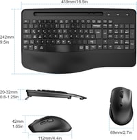 MOOJAY Wireless Ergonomikus Billentyűzet és Egér Szett, 2.4G Töltölthető, Csendes, Csukló Támasztékkal 6