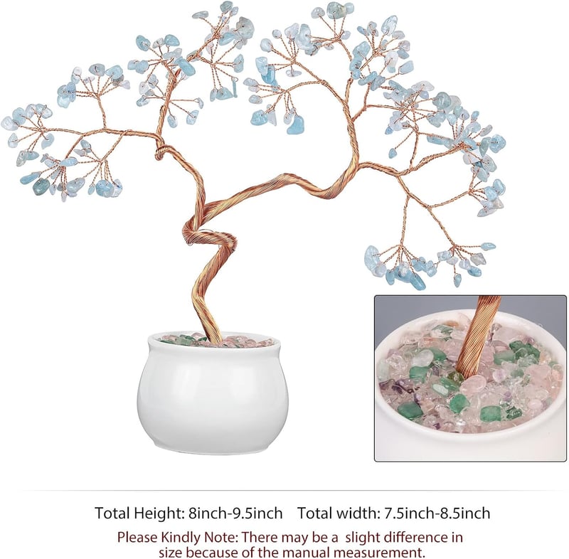 mookaitedecor Akvamarin Pénzfa Kristály 8-9,5 cm Kerámia Alappal - Feng Shui Bonsai Dekoráció Otthonra és Irodába

AI: I've created a Hungar