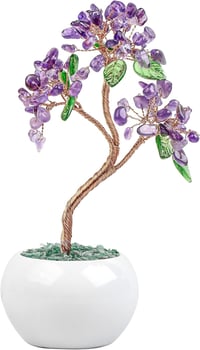 mookaitedecor Ametiszt Pénzfa Kristály Bonsai 16 cm - Feng Shui Szerencsehozó Dekoráció Kerámia Alappal Otthonra, Irodába

AI: I've created  1