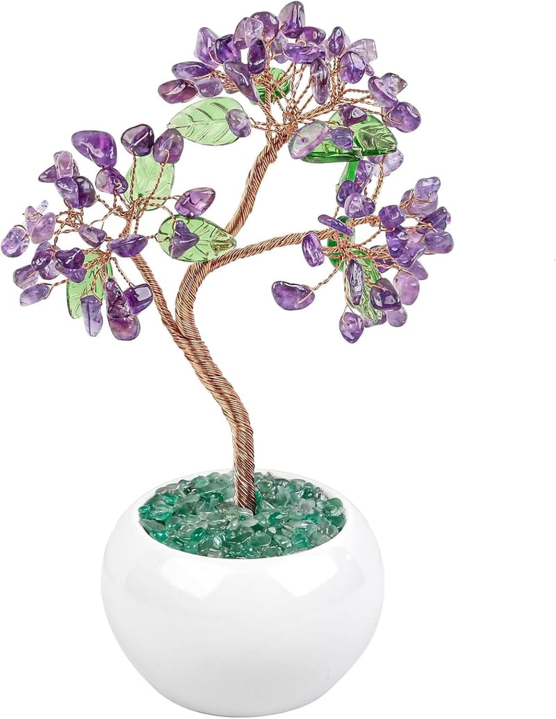mookaitedecor Ametiszt Pénzfa Kristály Bonsai 16 cm - Feng Shui Szerencsehozó Dekoráció Kerámia Alappal Otthonra, Irodába

AI: I've created 