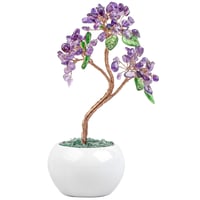 mookaitedecor Ametist Drvo Novca Kristal Bonsai 16 cm - Feng Shui Dekoracija za Sreću s Keramičkom Bazom za Dom, Ured 1