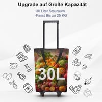 Nákupná taška na kolieskach 2 v 1 MOONCY, 30 l, veľká nákupná taška na kolieskach, ľahká skladacia taška na kempovanie a cestovanie, s odnímateľným vozíkom, modrá 4