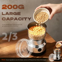Moongiantgo Multifunkciós Elektromos Fűszer- és Kávédaráló 200W 14500rpm, 300ml, Rozsdamentes Acél, Gyógynövény és Száraz Anyag Őrlő, Ezüst 6