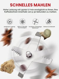 Multifunkčný mlynček na obilie a kávu Moongiantgo, 400 W, 35 000 ot./min., nerezový mlynček na korenie a bylinky s bezpečnostným uzáverom veka 2