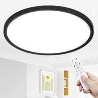 MOONSEA 60W LED Mennyezeti Lámpa - Ultravékony, Távirányítós, Fényerő és Színhőmérséklet Szabályozás (3000-6000K), 60cm, Fekete 1