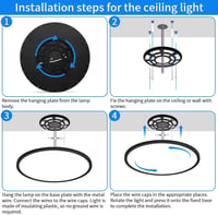 MOONSEA 60W LED Mennyezeti Lámpa - Ultravékony, Távirányítós, Fényerő és Színhőmérséklet Szabályozás (3000-6000K), 60cm, Fekete 5