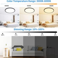 MOONSEA 60W LED Mennyezeti Lámpa - Ultravékony, Távirányítós, Fényerő és Színhőmérséklet Szabályozás (3000-6000K), 60cm, Fekete 2