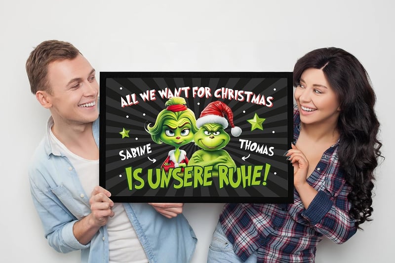 MoonWorks Grinch Személyre szabható Lábtörlő Fekete 60x60 cm Mosható