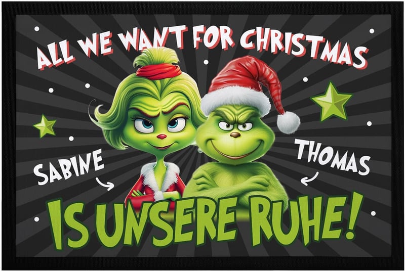 MoonWorks Grinch Személyre szabható Lábtörlő Fekete 60x60 cm Mosható