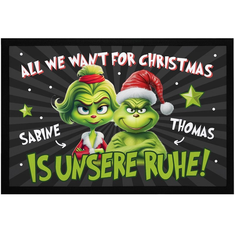MoonWorks Grinch personalizovateľná rohožka, umývateľná - čierna - 40x60 cm