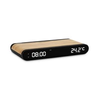 Ceas deșteptător MOOOV 477349 cu încărcător wireless, inducție 15W și port USB-C, afișaj temperatură, design cu aspect de lemn 5
