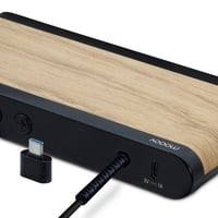 Ceas deșteptător MOOOV 477349 cu încărcător wireless, inducție 15W și port USB-C, afișaj temperatură, design cu aspect de lemn 4