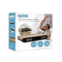 Ceas deșteptător MOOOV 477349 cu încărcător wireless, inducție 15W și port USB-C, afișaj temperatură, design cu aspect de lemn 10