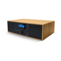 MOOOV 477380 bežični Bluetooth mikro Hi-Fi sustav s CD playerom, FM radiom i daljinskim upravljačem, smeđi vintage stereo zvučnik s efektom drva 3