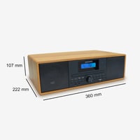 MOOOV 477380 bežični Bluetooth mikro Hi-Fi sustav s CD playerom, FM radiom i daljinskim upravljačem, smeđi vintage stereo zvučnik s efektom drva 7