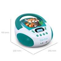 mooov 477414 Detský CD prehrávač Panda MP3 a USB port – AUX-in – konektor na slúchadlá – prenosná stanica s rukoväťou – napájanie zo siete alebo na batérie 6